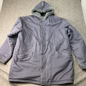 Levis Mens XL Winter Parka Navy Faux Fur Hood Button Pockets Chore Military